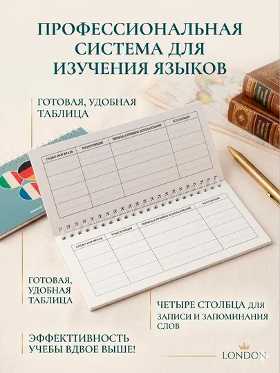 Тетрадь для записи английских слов "Лондон", А5, 48 листов