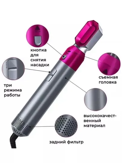 Фен-стайлер 5 в 1, для всех типов волос, фен, плойка и щетки для завивки и укладки