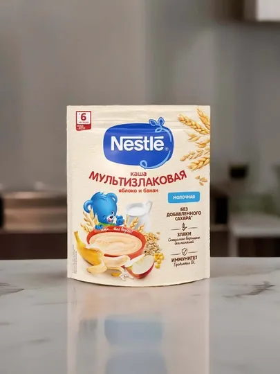 Каша Nestlé молочная мультизлаковая с яблоком и бананом с 6 месяцев 200г с пробиотиком BL