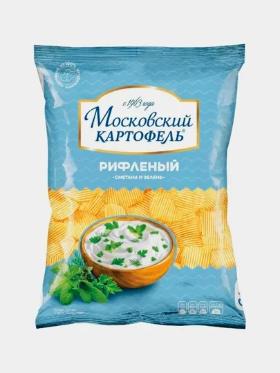 Чипсы Московский картофель, с вкусом сметаны и зелени, 60 г