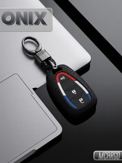 Чехол для автомобильного ключа Onix – с кожаным ремешком и защитой пульта TPU — MCARGO-ONIXZVUK-СИНИЙ