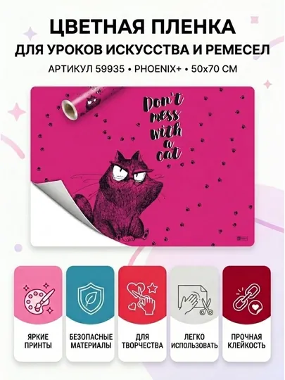 Цветная плёнка для уроков труда, 50 × 70 см 59935