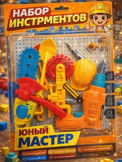 Набор инструментов для маленького мастера. Игрушки для детей. Для подарка — FIVEPL-ASBOB-ЖЕЛТ
