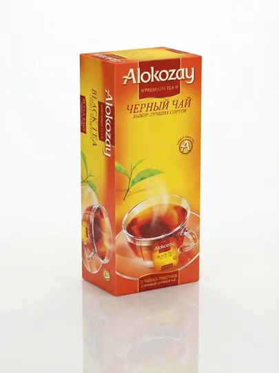 ALOKOZAY чай в пакетиках 25, 100 шт и набор с кружкой — чёрный, зелёный — ALKZY-ALOKOZAY25100X36-ЧЕРН-25
