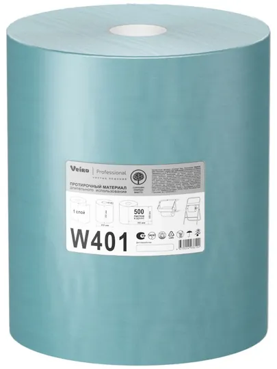 W401 Протирочный материал для очистки, однослойный, Veiro Professional, в рулоне 500 листов