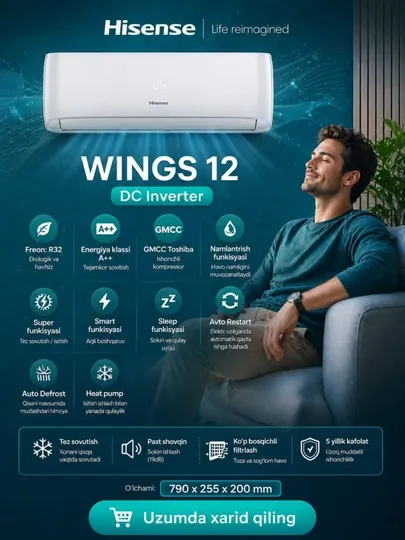 Кондиционер Hisense WINGS 12 DC Inverter