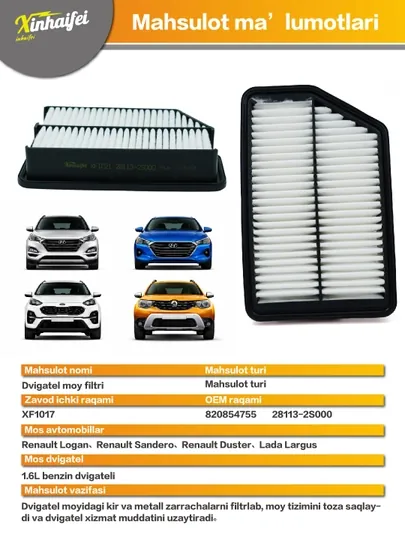 Воздушный фильтр двигателя 28113-2S000 для Hyundai Tucson 2010–2015 / Kia Sportage