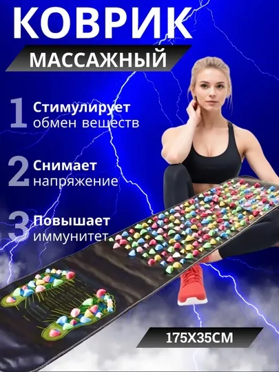 Рефлекторный массажный коврик для ног, массажер для ног длина 175 см ширина 35 см