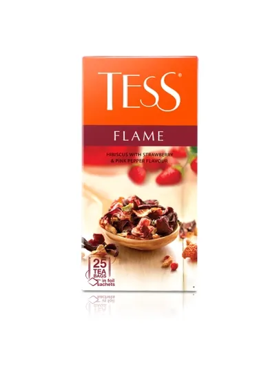 Травяной чай Tess Flame Гибискус с ароматом земляники с розовым перцем, 2 г, 25 шт — FOODST-P00D754