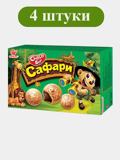 Печенье Orion Choco Boy Safari, 30 шт × 42 г × 4 упаковки