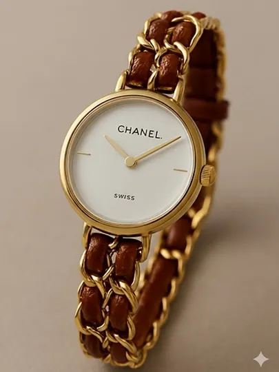 Классические часы с цепочным дизайном — LWATCHS-95W0168-КОРИЧН