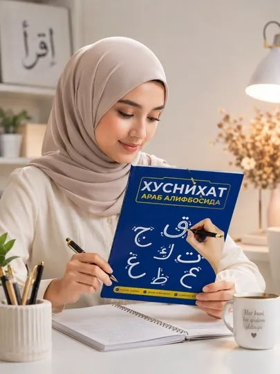 Детская книга арабского алфавита, прописи , арабский язык для детей — 3108003-HUSNIXAT-БИРЮЗ