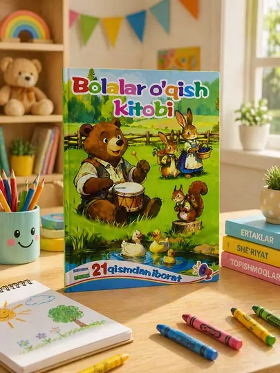 Детская книга для чтения, на узбекском языке, состоит из 21 части