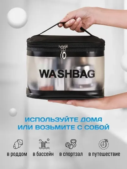 Универсальная, непромокаемая косметичка Washbag, в полупрозрачном дизайне