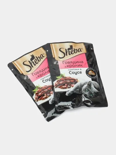 Sheba влажный корм в Соусе. Говядина и кролик, 75гр x 28 штук