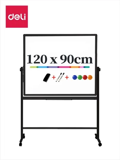 Доска двухсторонняя, с подставкой Deli 7882 белая, 90 * 120 см