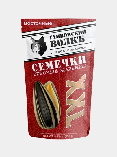 Жареные семена подсолнечника "Тамбовский волкъ" ВОСТОЧНЫЕ, без соли 120 гр, БиоПак