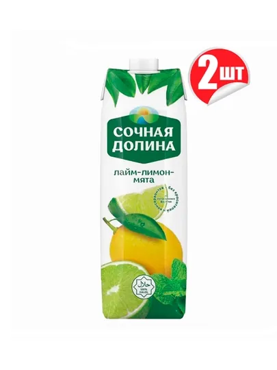 Сок "Сочная Долина"  Лимон-лайм-мята, 1 л х 2шт