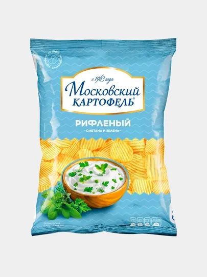 Чипсы Московский картофель, со вкусом сметаны и зелени, 120 гр