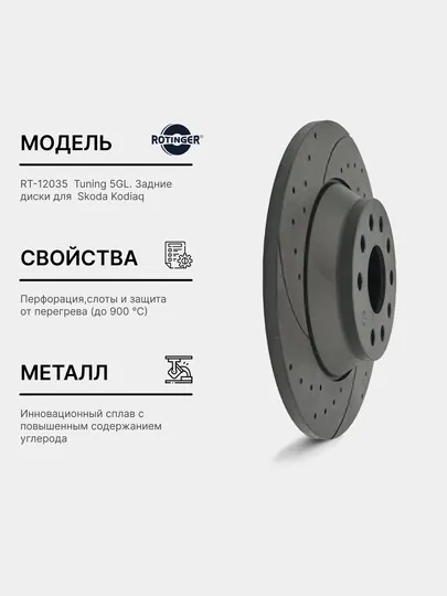 Тормозные диски Rotinger- SKODA KODIAQ задние RT 12035-GL TUNING 5, 2 шт