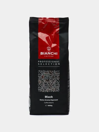 Зерновой кофе "BIANCHI BLACK", зерно смесь 60% Арабика и 40% Робуста, 1 кг в упаковке