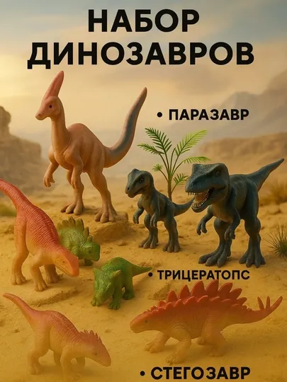 Набор динозавров, 6 штук
