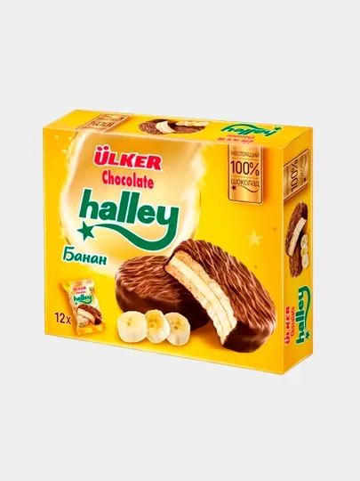 Halley Бисквитные пирожные с банановым кремом в шоколаде 336g