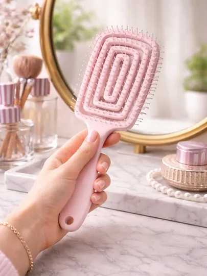 Массажная расческа для волос антистатик для мокрых волос мягкая щетка pink