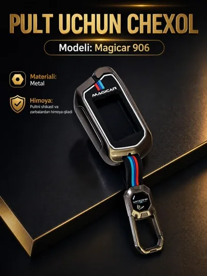 Чехол для пульта Magicar 906 металл, карбон, black piano