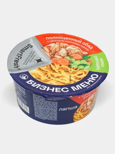 Лапша быстрого приготовления Бизнес Меню, куринное филе с приправами и овощами, 110 г