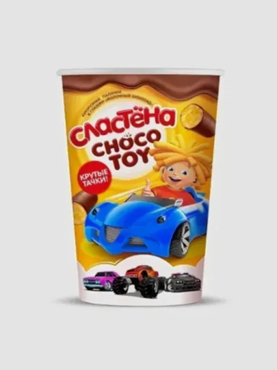 Кукурузные палочки Сластёна Choco toy в глазури Молочный шоколад, Крутые тачки, 100 г