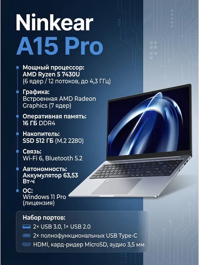 Ноутбук A15 Pro FHD 1920х1080 IPS