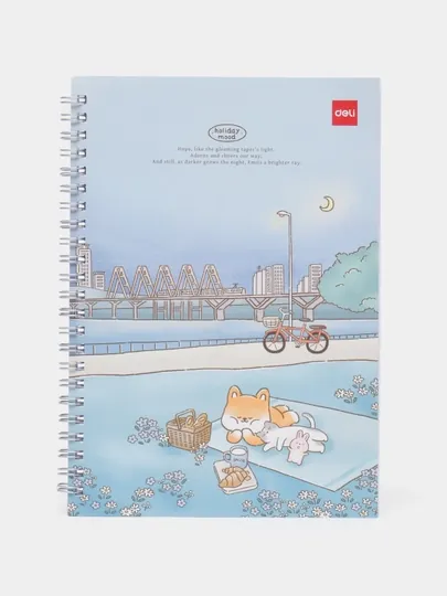 Блокнот спиральный, A5, 60 листов, 70gsm ELA560 (Holiday mood) — ДЕЛИ-560LX08-ГОЛУБ
