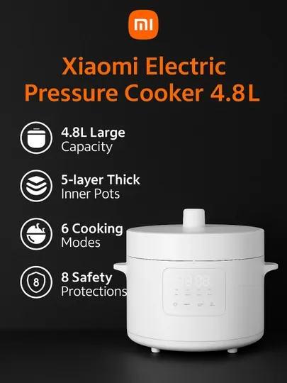 Электроскороварка Xiaomi Electric Pressure Cooker 4.8 л – мультиварка с дисплеем