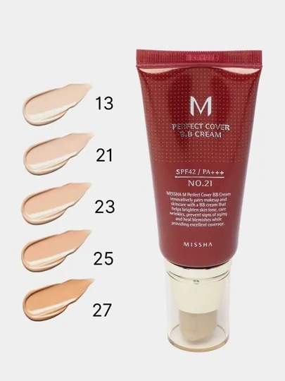 Тональный крем Missha M Perfect Cover BB Cream SPF42/PA+++, 20, 50 мл