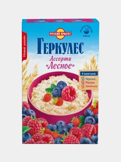 Овсяная каша геркулес Русский продукт, ассорти №4 Лесное, 210 гр — BB-51644