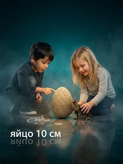 Игровой набор Динозавр (Карнотавр) с большим бежевым яйцом