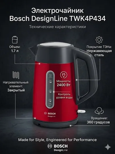Электрочайник Bosch DesignLine TWK4P434