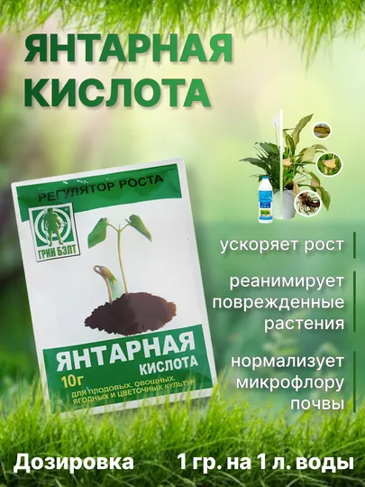 Янтарная кислота, 10 г, энергия солнца для ваших растений
