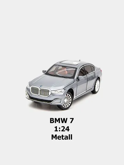 Масштабная металлическая модель BMW 7 с свето-звуко эффектами инерционный механизм 1:24