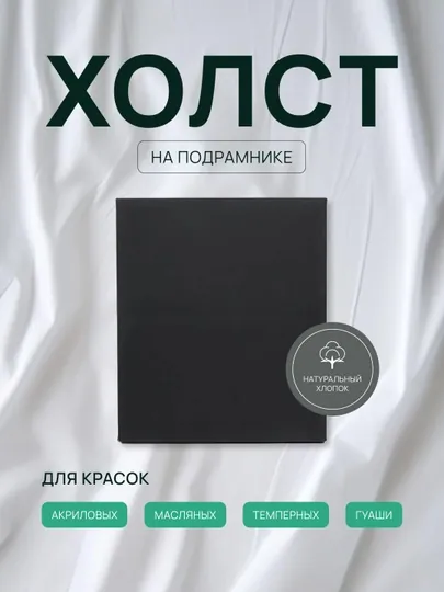 Холст грунтованный на подрамнике для рисования, 280 г/м3, черный, большой, маленький