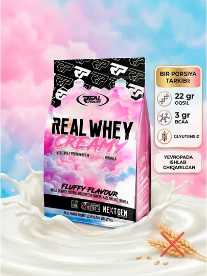 REAL PHARM Creamy Whey со вкусом — протеин для набора мышечной массы и силы