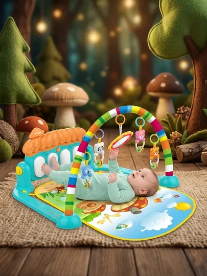 Развивающий коврик Huanger Piano Fitness Rack с пианино и дугами (0m+)
