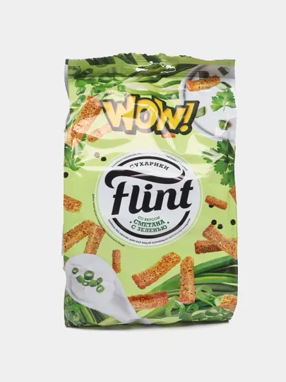 Сухарики пшенично-ржаные "Flint" со вкусом cметаны с зеленью,190 гр