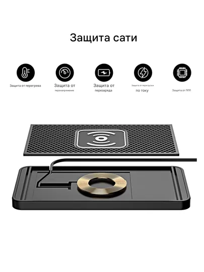 Автомобильное беспроводное зарядное устройство 15 Вт - кабель USB 1 м