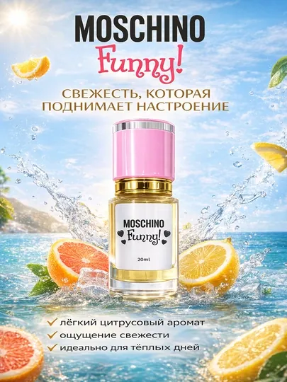 Moschino Funny духи женские — свежий цитрусово-цветочный аромат, стойкий парфюм с шлейфом