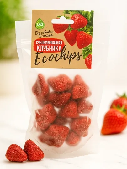 Клубника сублимированная хрустящая "Эко чипсы", 50 гр
