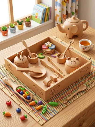 Деревянный кухонный игровой набор для детей