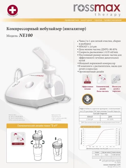 Ингалятор компрессорный Небулайзер NE100 Rossmax Swiss