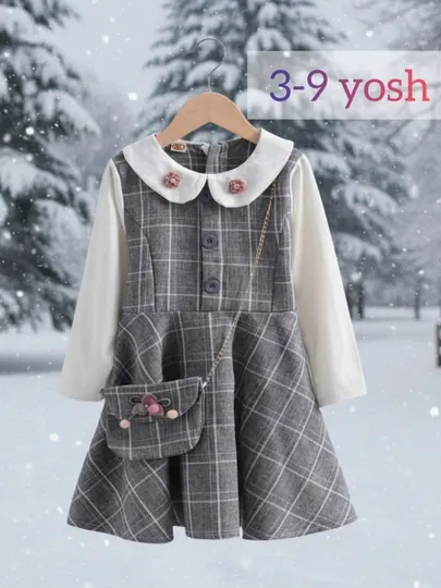 Платье с длинным рукавом для девочек 3–9 лет